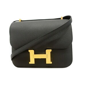 Hermes Constance Mini Shoulder Bag, Veau Epsom Leather, Black, G Stamp, Women's